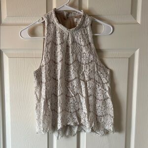 love, Fire Cream Lace Sleeveless Blouse